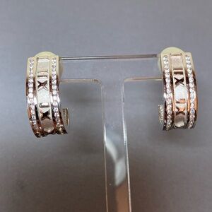 Sterling Silver CZ Roman numeral hoop earrings